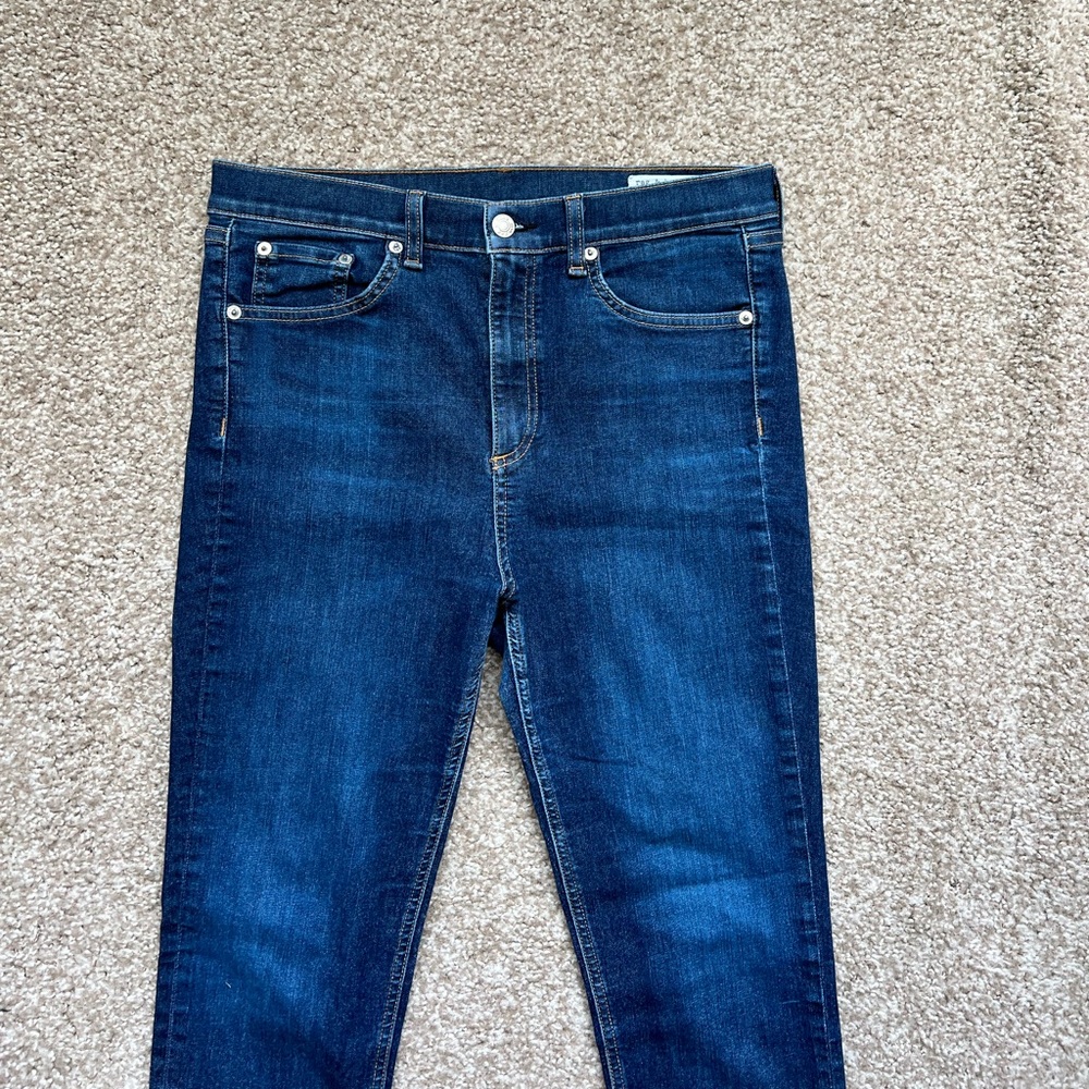 Rag & Bone High Waist Ankle Skinny Jeans in Mad River Wash